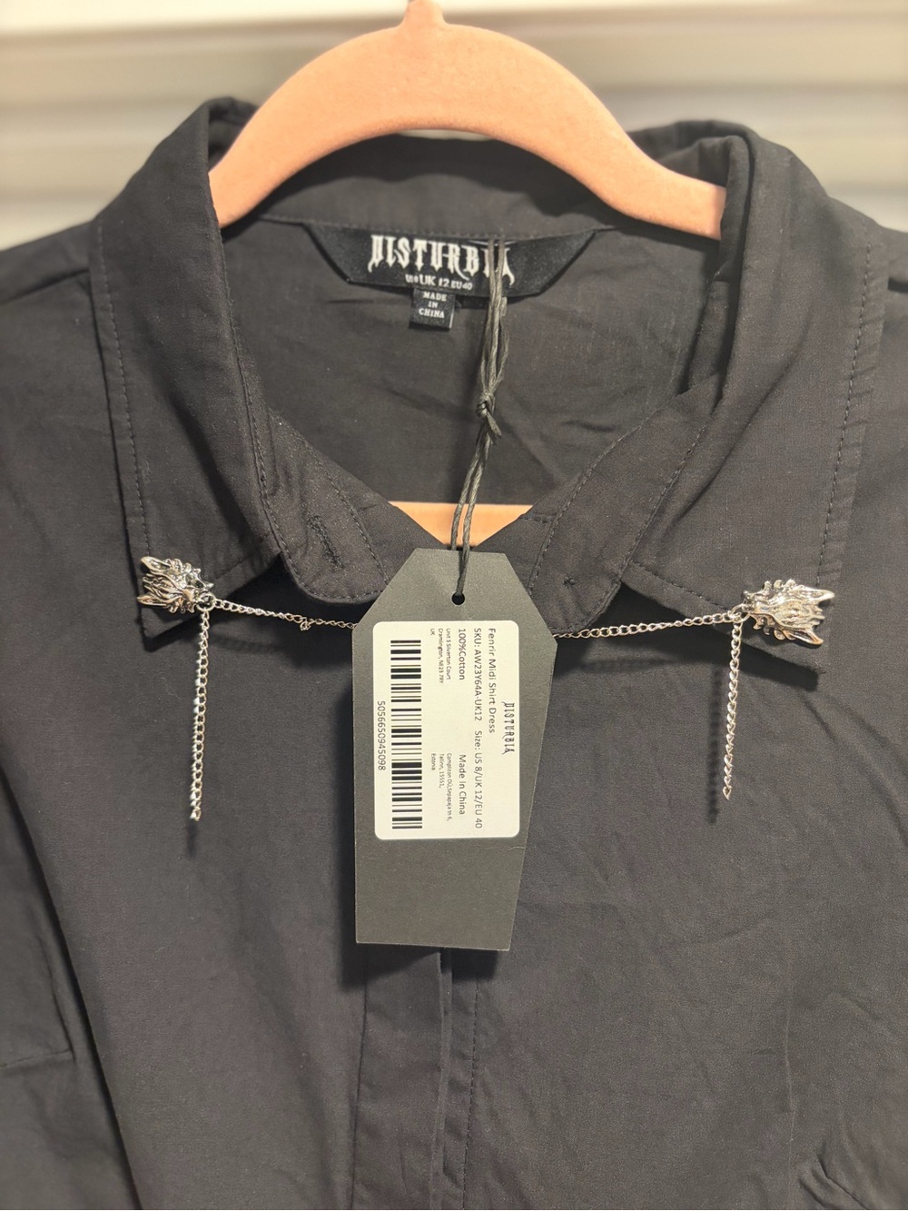 Disturbia brand. Black Midi Dress - Minimalist Style with cool collar links - Picture 4 of 4